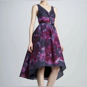 Lela Rose High Low Dress in Purple and Pink
